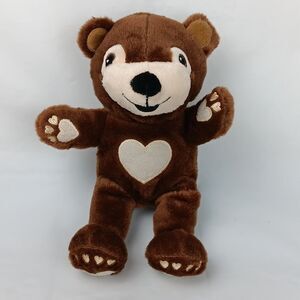 Walmart Plush Brown Bear Teddy Brown Heart Paws 10" Soft Toy Lovey Sewn Eyes